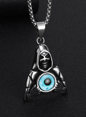 奇特新款三角形上帝全视之眼吊坠项链男女时尚欧美嘻哈个性毛衣链