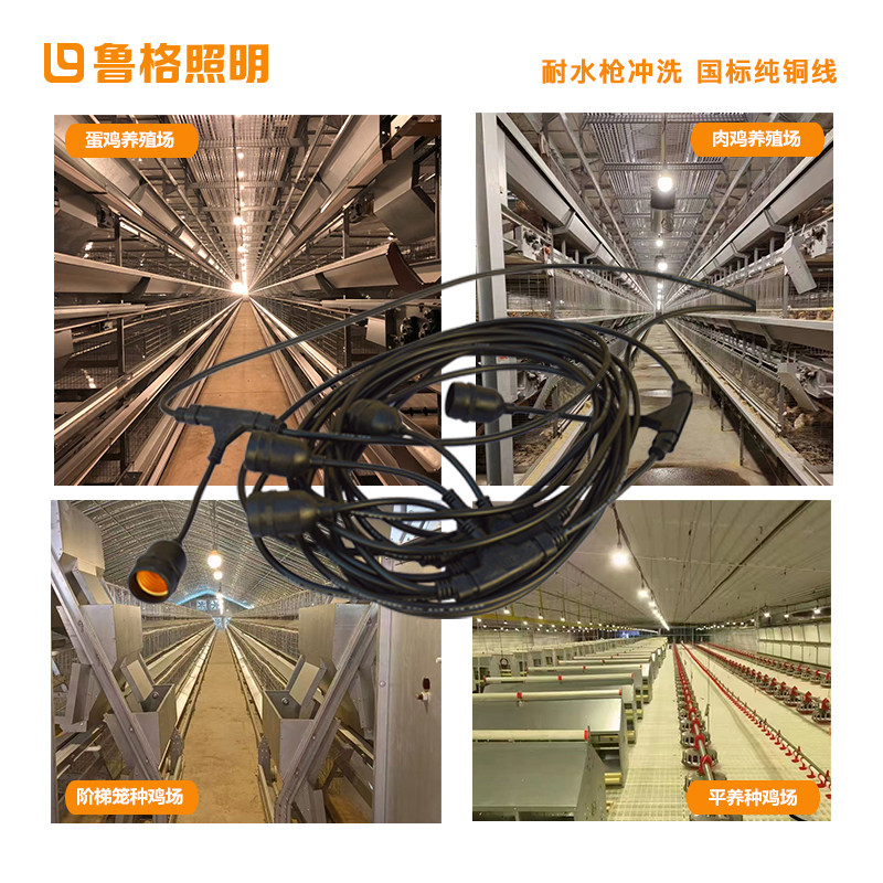 鲁格一体防水灯线养殖场种植大棚照明专用e27螺口灯座纯铜电源线,淘宝优惠券,粉丝福利购,淘宝优惠卷