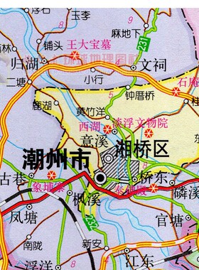 2026新款 潮州市 汕头市 揭阳市墙贴 行政区划图 交通海报地图
