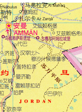 2026版 叙利亚 约旦 以色列 黎巴嫩 巴勒斯坦地图 墙贴行政区划图