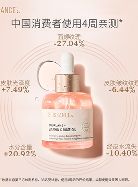 【双11预售】BIOSSANCE8234角鲨烷VC玫瑰精华粉晶油水润光泽