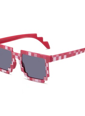 我的世界周边新款时尚潮流格子马码赛克眼镜 派对搞怪像素太阳镜
