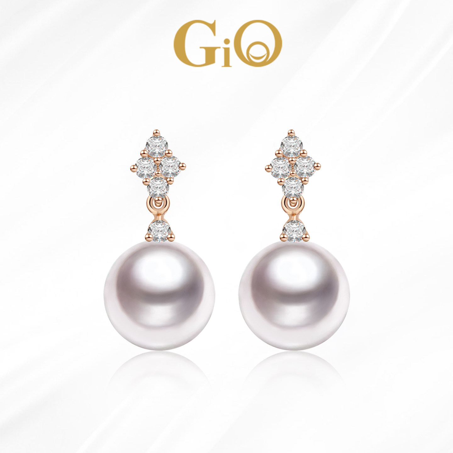 GiO珠宝 Akoya海水珍珠耳钉18K金女钻石耳饰气质通勤耳环,淘宝优惠券,粉丝福利购,淘宝优惠卷