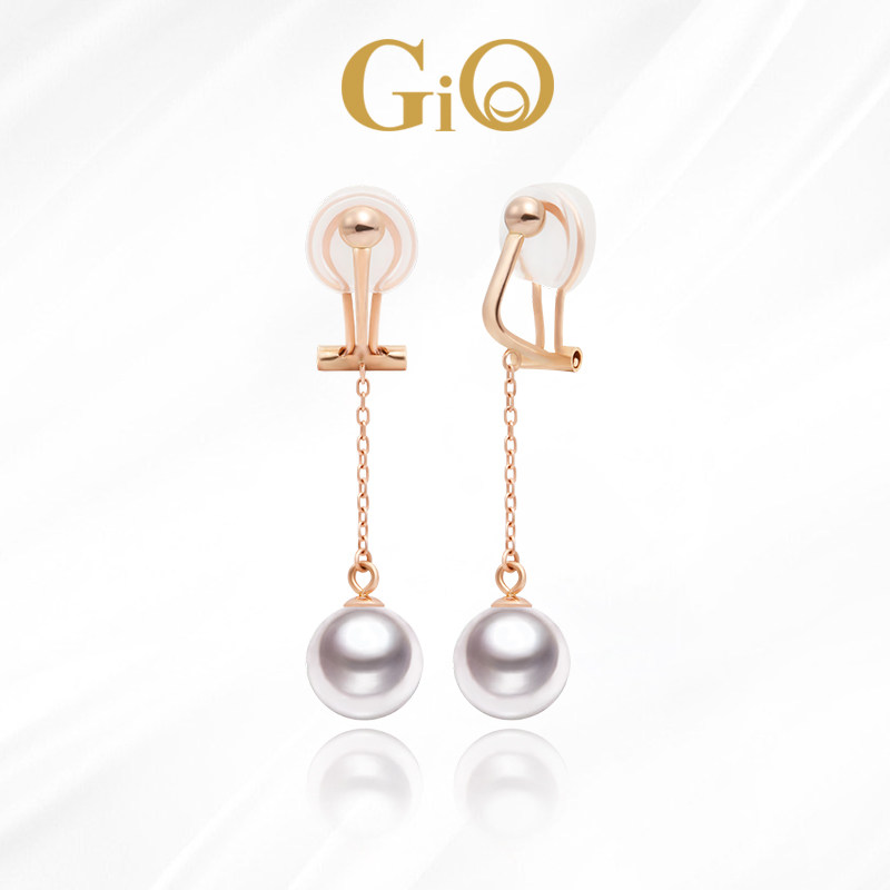 GiO珠宝 18K金akoya海水珍珠耳夹无痛无耳洞耳线耳饰女高级感耳钉,淘宝优惠券,粉丝福利购,淘宝优惠卷