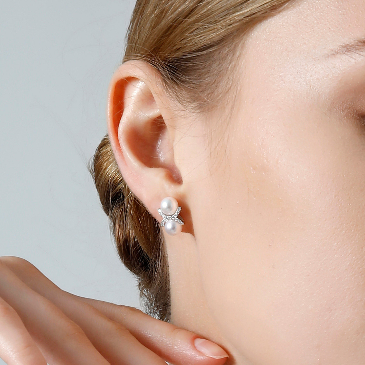 GiO珠宝 18K金Akoya海水珍珠耳钉钻石耳饰女精致轻奢双珠耳环,淘宝优惠券,粉丝福利购,淘宝优惠卷