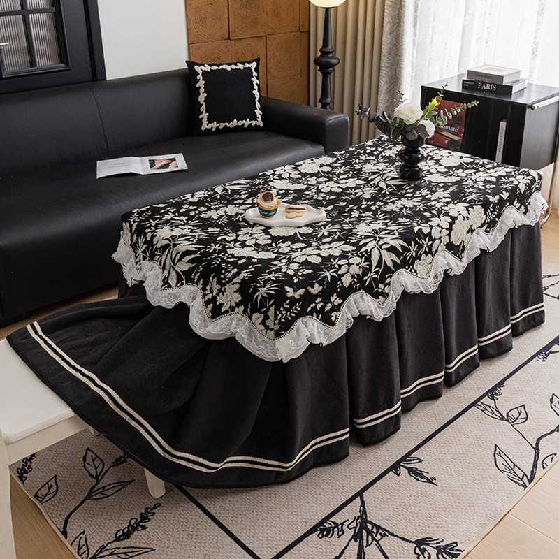 中古风黑色长方形烤火炉桌子罩套加厚茶几电炉罩电暖桌火炉套冬季,淘宝优惠券,粉丝福利购,淘宝优惠卷
