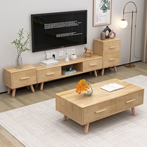TV Cabinet Ground Cabinet Solid Wood Rubber Wood Tea Table Combination Furniture minimalist about small family Type bedroom Living room Wall Cabinet Dwarf
