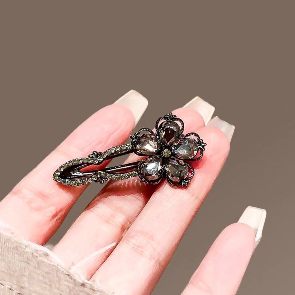 四叶草发夹女新款气质侧边夹鸭嘴夹碎发夹子发卡高级感水钻刘海夹,淘宝优惠券,粉丝福利购,淘宝优惠卷