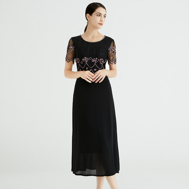 Martino black embroidered lace dress