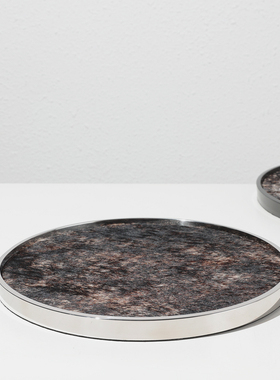 高端圆形金属托盘收纳摆件置物盘