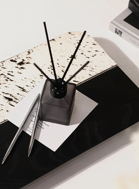 高端斑点马毛拼色托盘收纳摆件