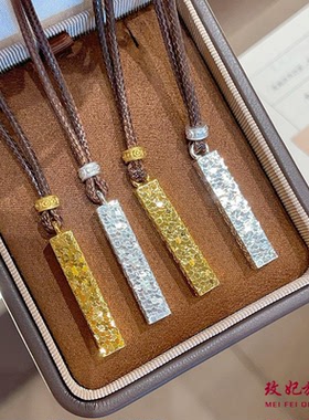 碎冰冰四方来财纯银项链女网红款