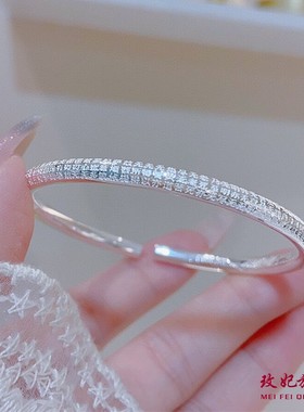 心经开口纯银手镯女个性气质网红