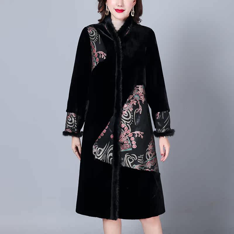 水貂毛妈妈外套两面穿新款秋冬 妃娅蜜中老年女装