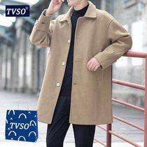 The long section of the tide in the boomer the mens autumn and winter single row buckle loose and the cotton thickened outer wearing of the sub-wind coat jacket