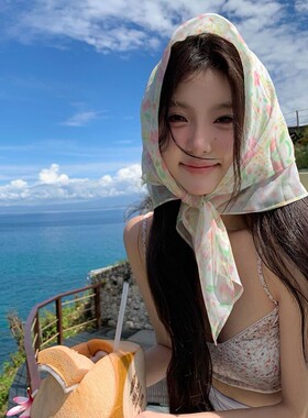 法式田园风碎花头巾女春夏包头文