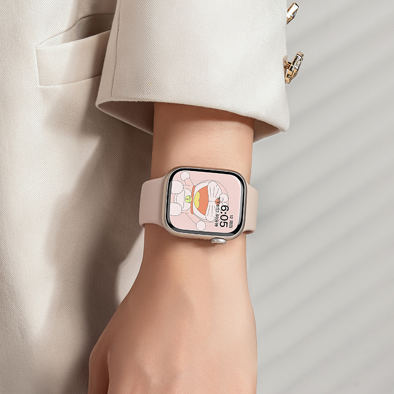 适用iwatch8表带苹果S9手表applewatch9硅胶S8女生新款S7夏天7可爱透气SE高级感S6小众6创意ultra男运动