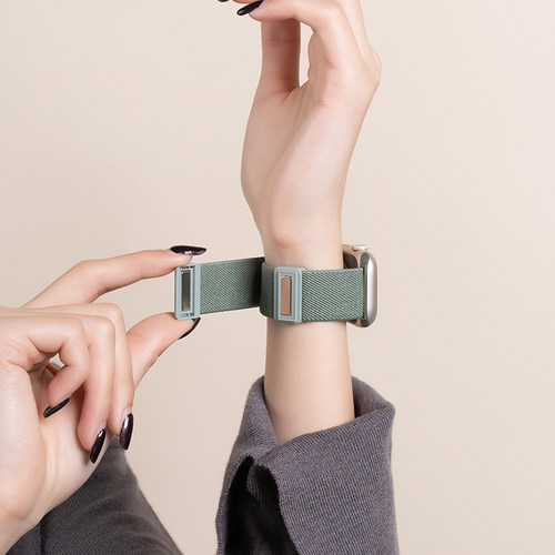 匠戴适用苹果S10手表iwatch11表带applewatch9平纹尼龙S9新款编织10夏天磁吸S8运动腕带S7高级女7智能se3创意 - 图0