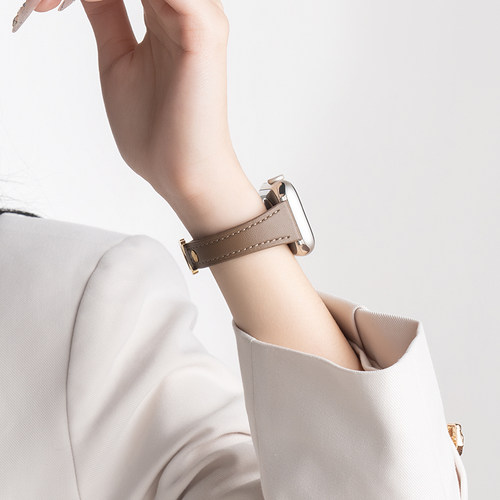 匠戴适用苹果S10手表iwatch11表带applewatch9创意C字扣S9新款真皮10高级腕带S8复古小众女生3智能S7夏天时尚 - 图2