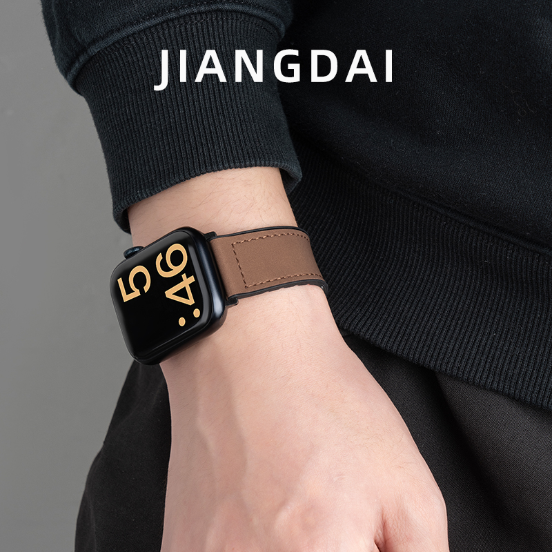匠戴适用苹果S10表带男iwatch9手表女applewatch8疯马S9春夏S8新款10高级磁吸S7运动7智能S6真皮SE硅胶Ultra-图1