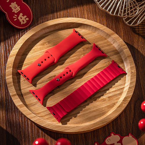 适用iwatch11表带新年红色applewatch10苹果S11手表S10女款S9尼龙S8编织硅胶s7真皮SE3金属10男夏季磁吸运动 - 图2