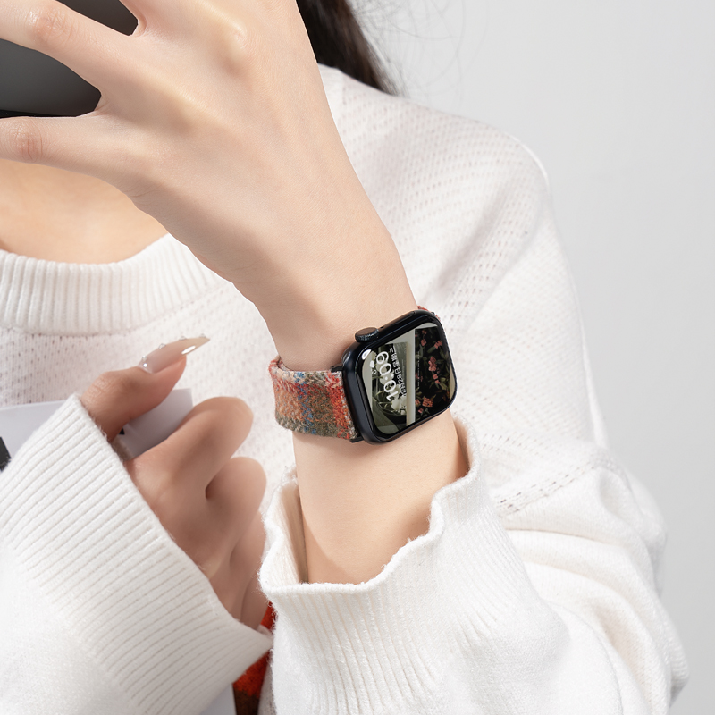 适用iwatch11表带S11苹果手表applewatch10夏季S10新款S9毛绒S8编织磁吸S7小众6代SE3女10创意ultra2高级智能 - 图0