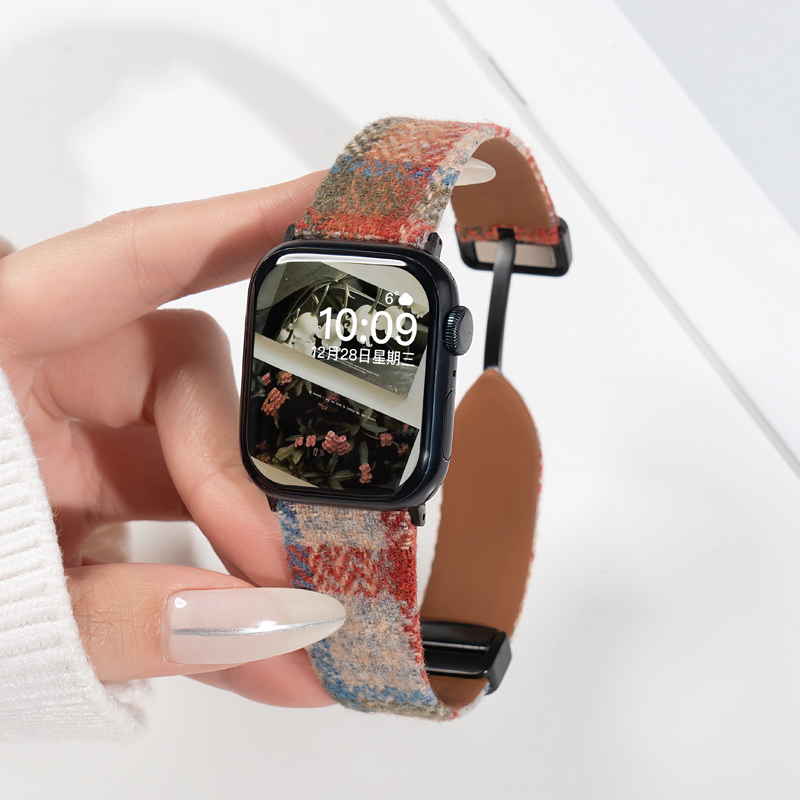 适用iwatch11表带S11苹果手表applewatch10夏季S10新款S9毛绒S8编织磁吸S7小众6代SE3女10创意ultra2高级智能 - 图1