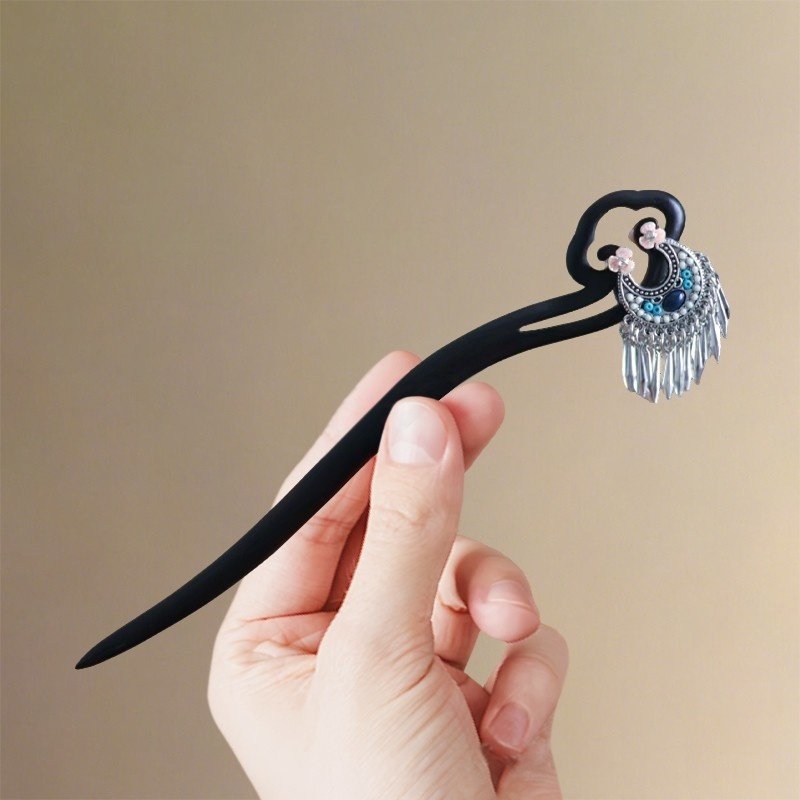 古风月牙流苏花朵发簪女国风汉服旗袍头花发钗民族风发饰新中式,淘宝优惠券,粉丝福利购,淘宝优惠卷