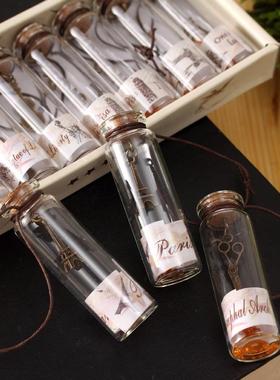 复古许愿瓶 世界风景幸运瓶玻璃小号木塞漂流瓶子创意家居