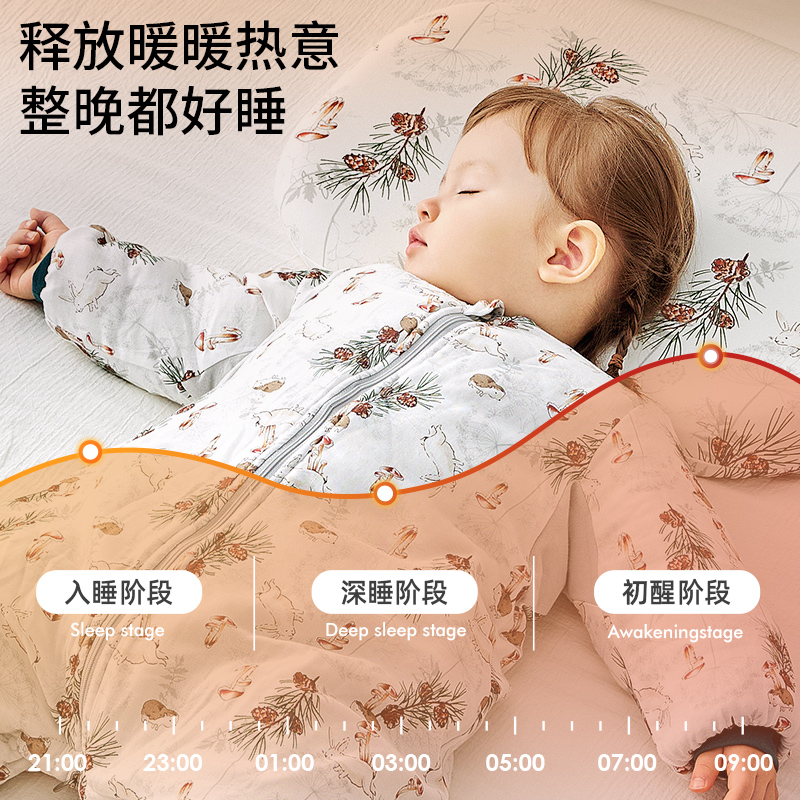 英国lovemami婴儿睡袋秋冬款宝宝分腿式恒温豆豆绒睡袋儿童防踢被