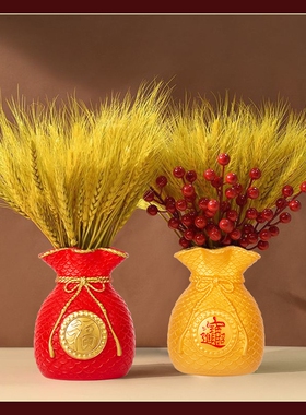 招财寓意摆件天然黄金大麦穗干花束新居客厅乔迁开业装饰摆件礼物