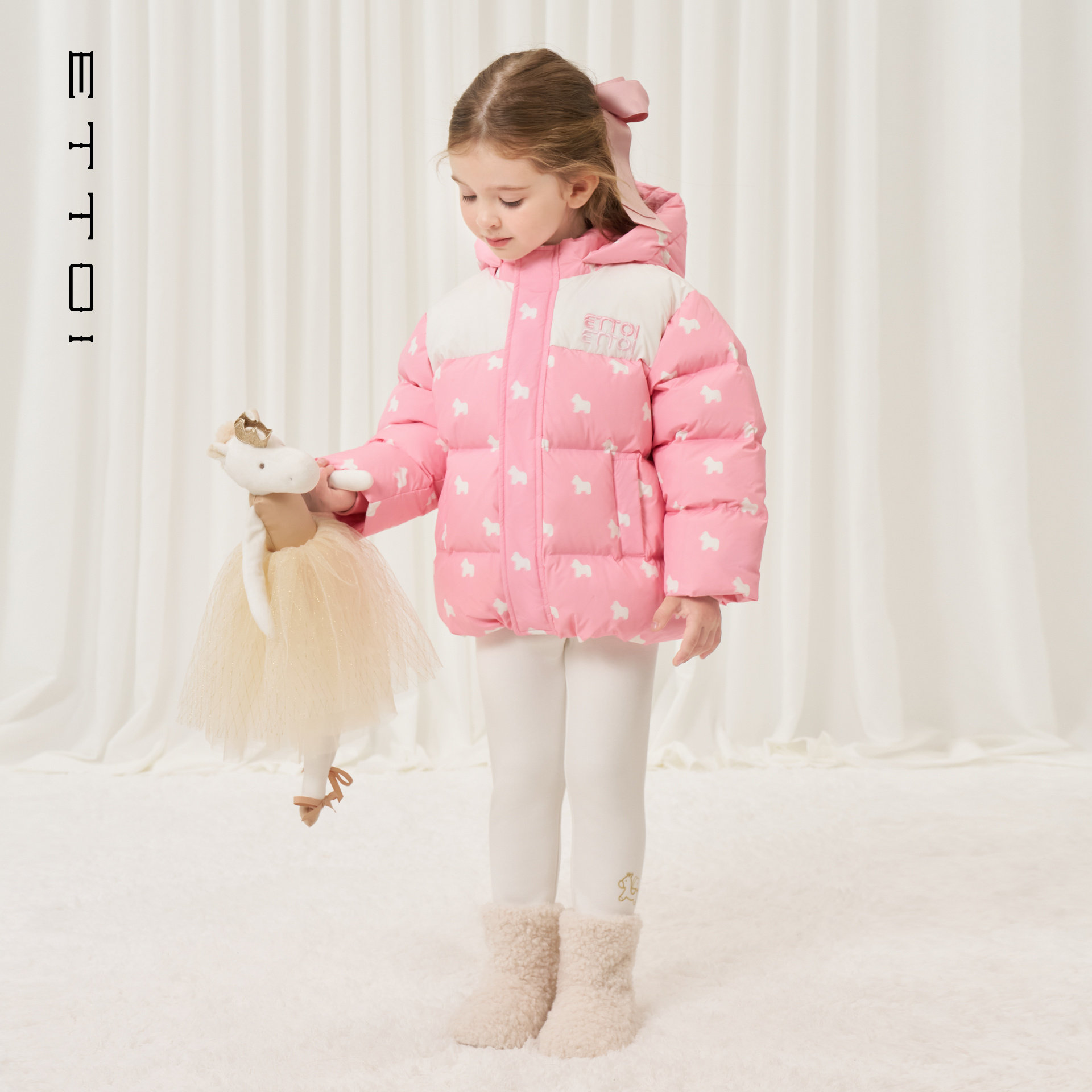 朗姿童装/ETTOI爱多娃儿童羽绒服设计感鸭绒女童外套2025冬季新款,淘宝优惠券,粉丝福利购,淘宝优惠卷