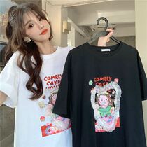 Designers section 2022 Real pictures Real new Bio-solid loving short sleeves T-shirt Cartoon Printed Blouse Tide Cards