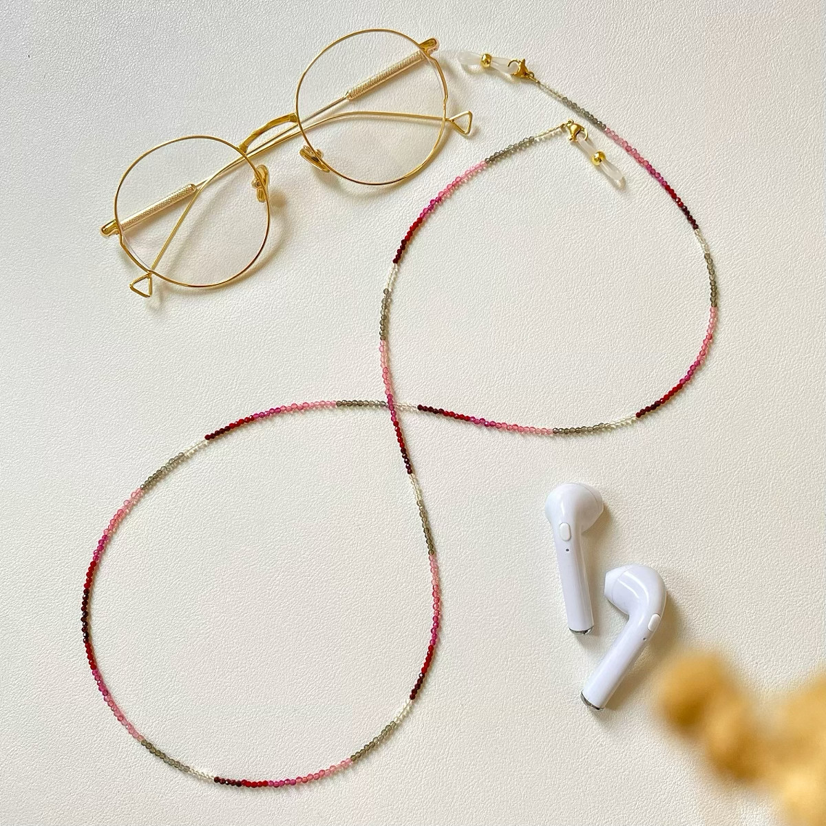 新中式国风撞色眼镜链女渐变红灰水晶极细2mm耳机链项链墨镜配饰,淘宝优惠券,粉丝福利购,淘宝优惠卷