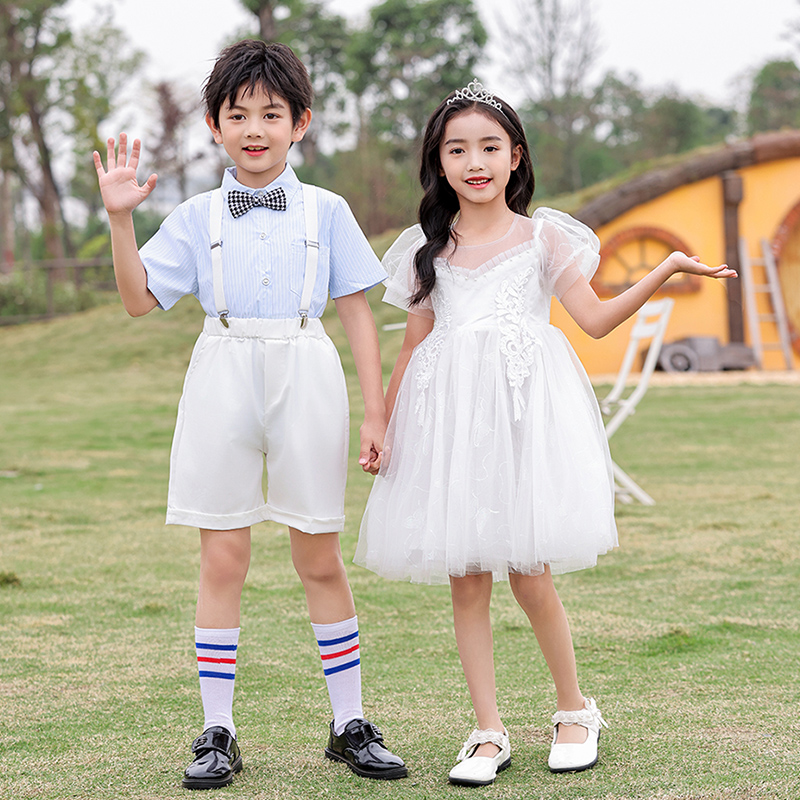 六一儿童合唱演出服女童蓬蓬裙男童礼服小学生朗诵毕业照表演服装