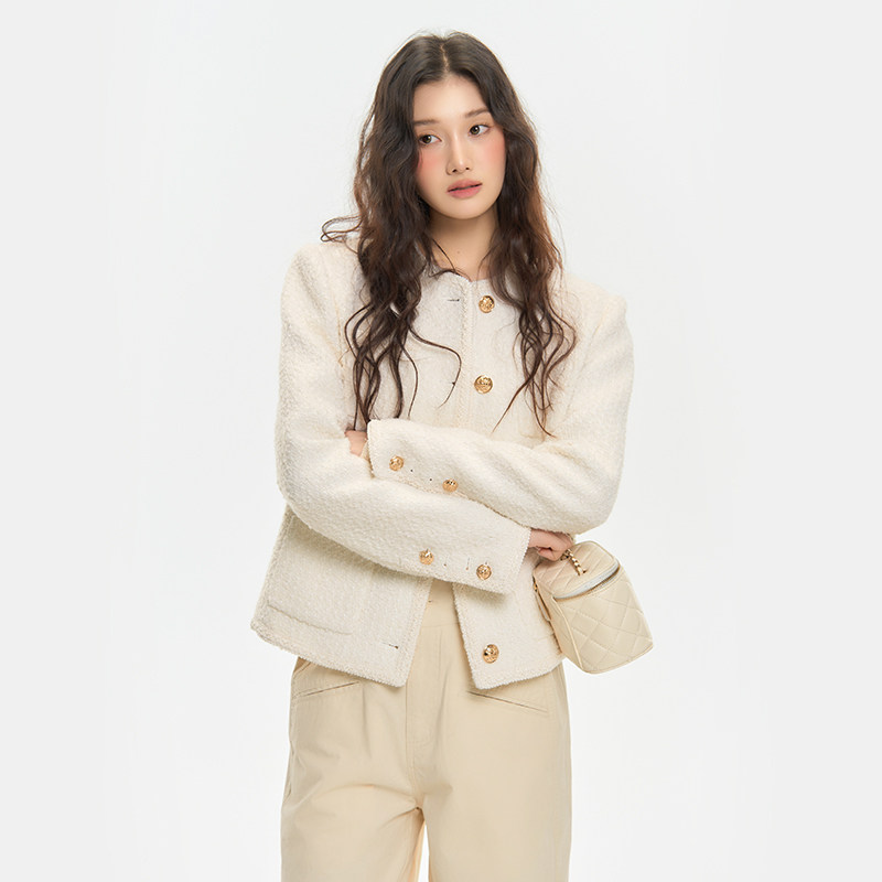 Pink ers联名款韩系春秋高级感时尚千金小香风编织粗花呢短外套女,淘宝优惠券,粉丝福利购,淘宝优惠卷