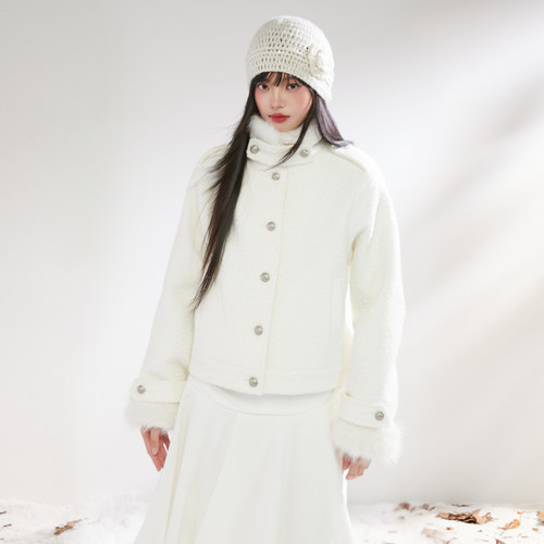 Pinkers联名款韩系千金感通勤毛绒外套女冬季加厚保暖毛毛外套女 - 图3