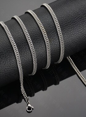 链条厂家现货直销简约百搭侧身双织磨四面链条 304不锈钢吊坠配链