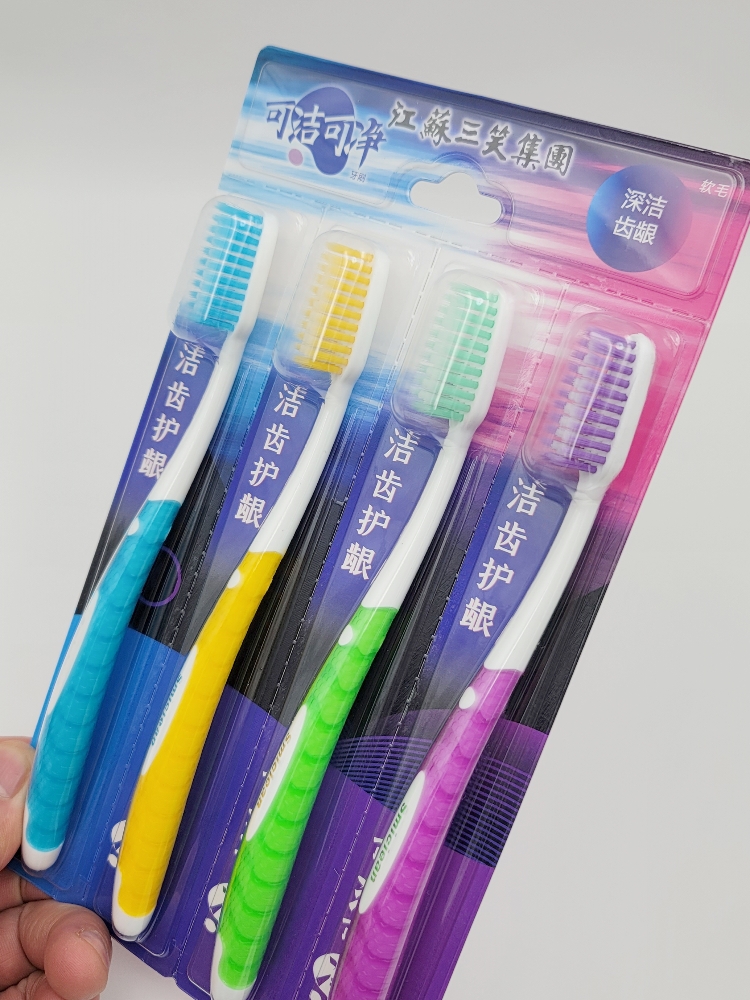 可洁可净K392牙刷软毛成人物理磨尖牙刷家庭4支装家用手动清洁 - 图3