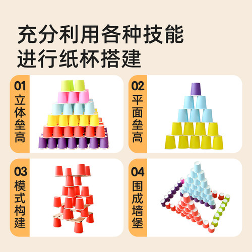 【布好玩_纸杯金字塔】幼儿园建构区儿童搭建垒高感统训练教玩具 - 图3