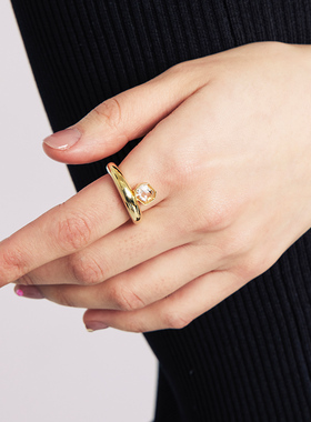天然水晶ins潮风小众设计感戒指