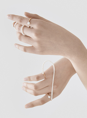 ins潮风小众设计珍珠戒指