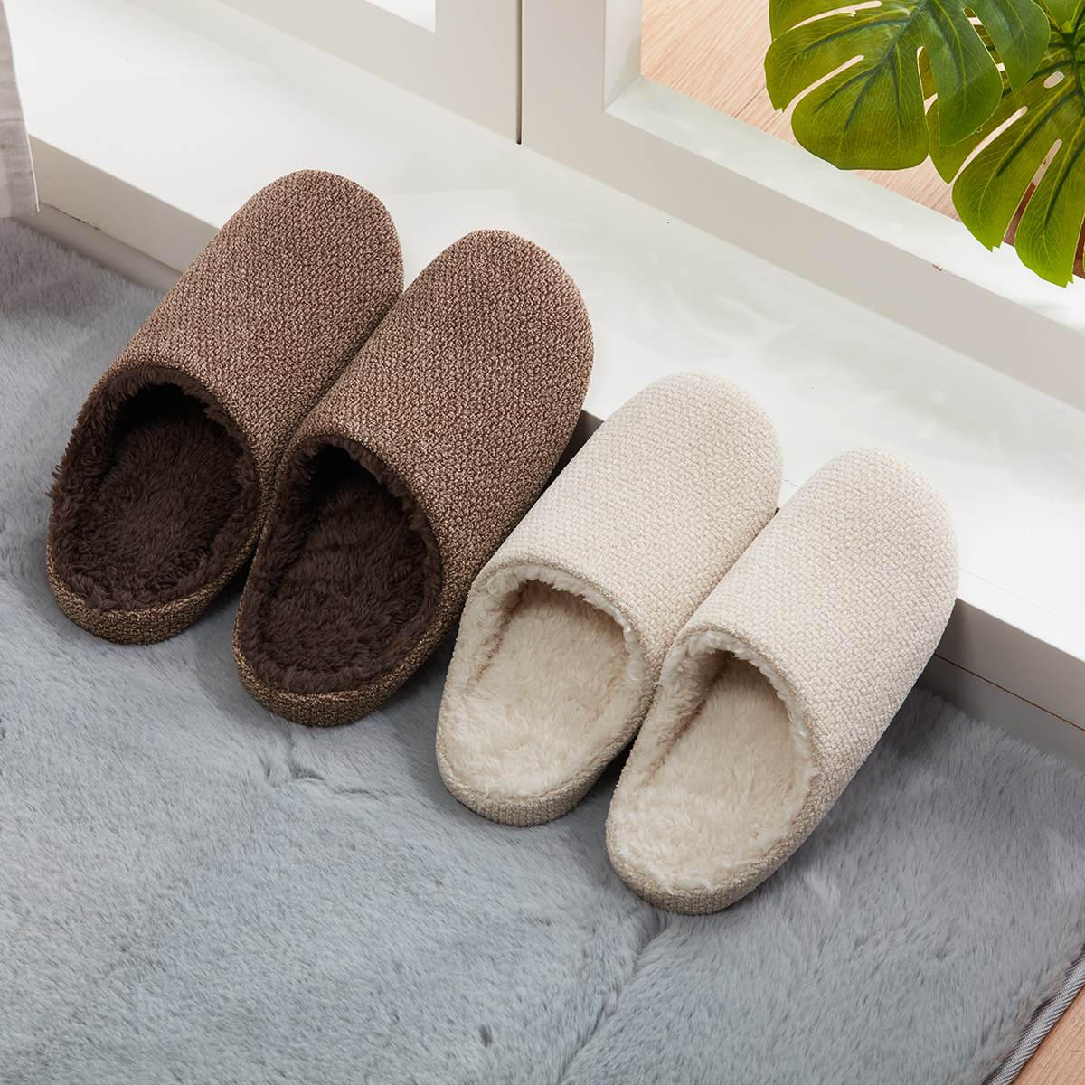 NITORI宜得利家居 日式四季雪尼尔软底拖鞋棉待客办公室家居拖鞋 - 图3