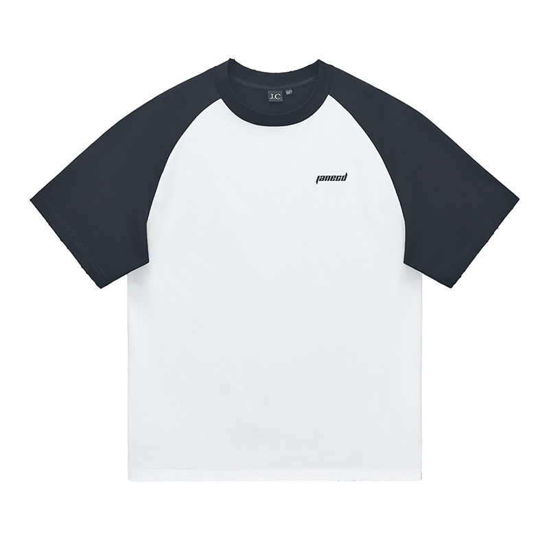JC/Janecd美式撞色拼接插肩短袖oversize高街宽松重磅男女情侣t恤,淘宝优惠券,粉丝福利购,淘宝优惠卷