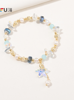 三福异形水晶串珠手链单条 新中式气质首饰手饰配饰链条842931