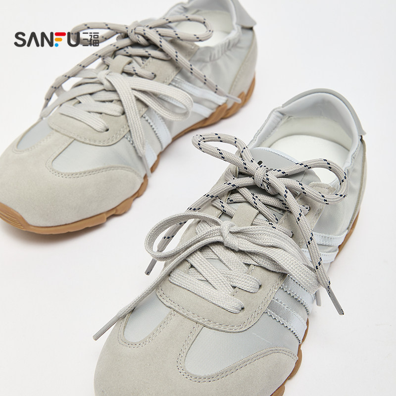 三福女板鞋春季复古系带松紧鞋口圆头低帮德训鞋女鞋854211,淘宝优惠券,粉丝福利购,淘宝优惠卷