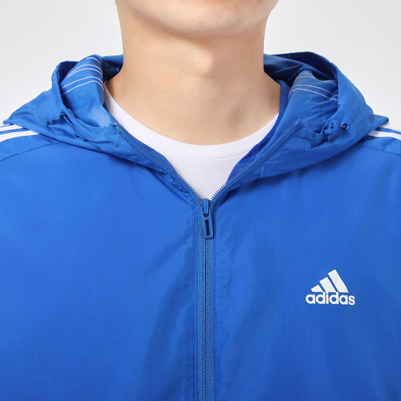 阿迪达斯蓝色外套男2023春季新款运动服轻薄款透气防风夹克ft2834