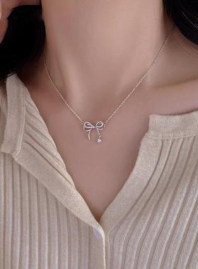 2026年新款搭配衣服的项链配饰春夏蝴蝶结锁骨链女款轻奢高级感气