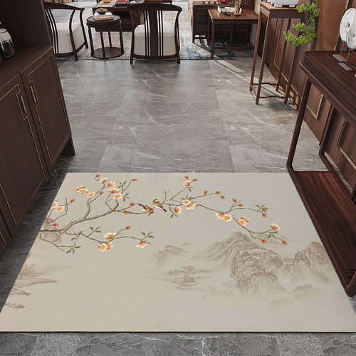 PVC 入户门地垫新中式高端免洗家用进门地毯可裁剪玄关大门口脚垫 - 图0