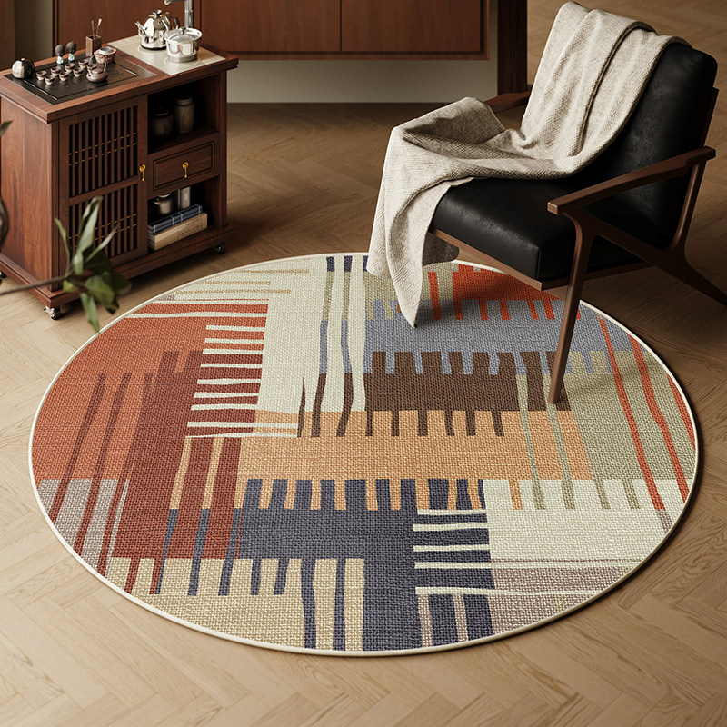 圈绒圆形地毯美式复古客厅房间卧室床边毯地垫梳妆台书房转椅垫子,淘宝优惠券,粉丝福利购,淘宝优惠卷
